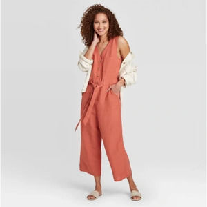 NWOT A New Day Wide Leg Linen Jumpsuit